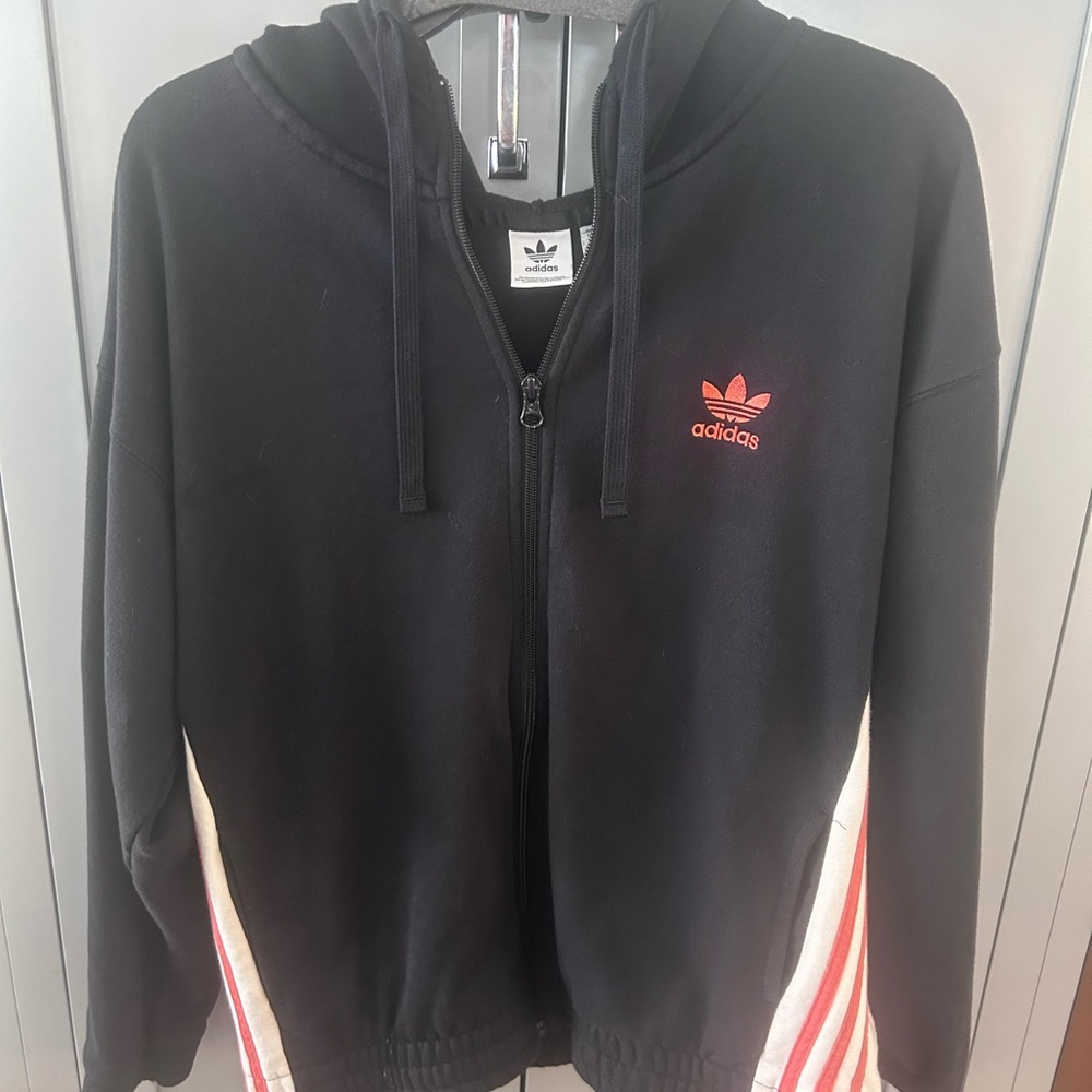 ADIDAS Adibreak Zip Hoodie Black White /Orange Breakaway Zip Up Women's M